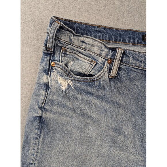 Silver Jeans Co Frisco Straight Crop Jeans Womens 16 Blue Distressed Raw Hem - Picture 2 of 13